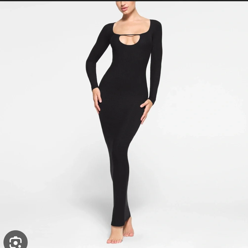 SKIMS Black Soft Lounge Dress with Keyhole - Picture 1 of 5